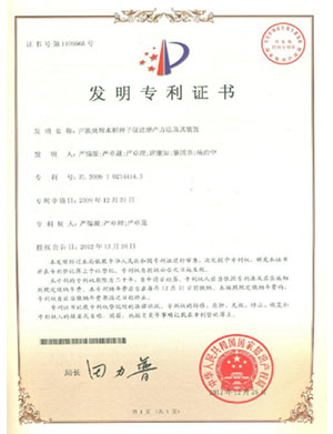 發(fā)明專利證書-聲波處理水稻種子促進(jìn)增產(chǎn)方法及其裝置